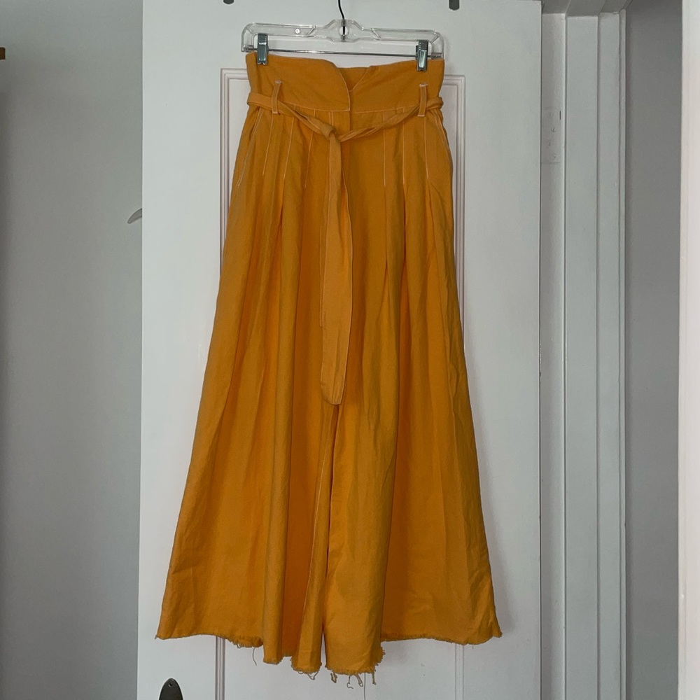 Free People Om Orange Extreme Wide Leg Pleated Trouser